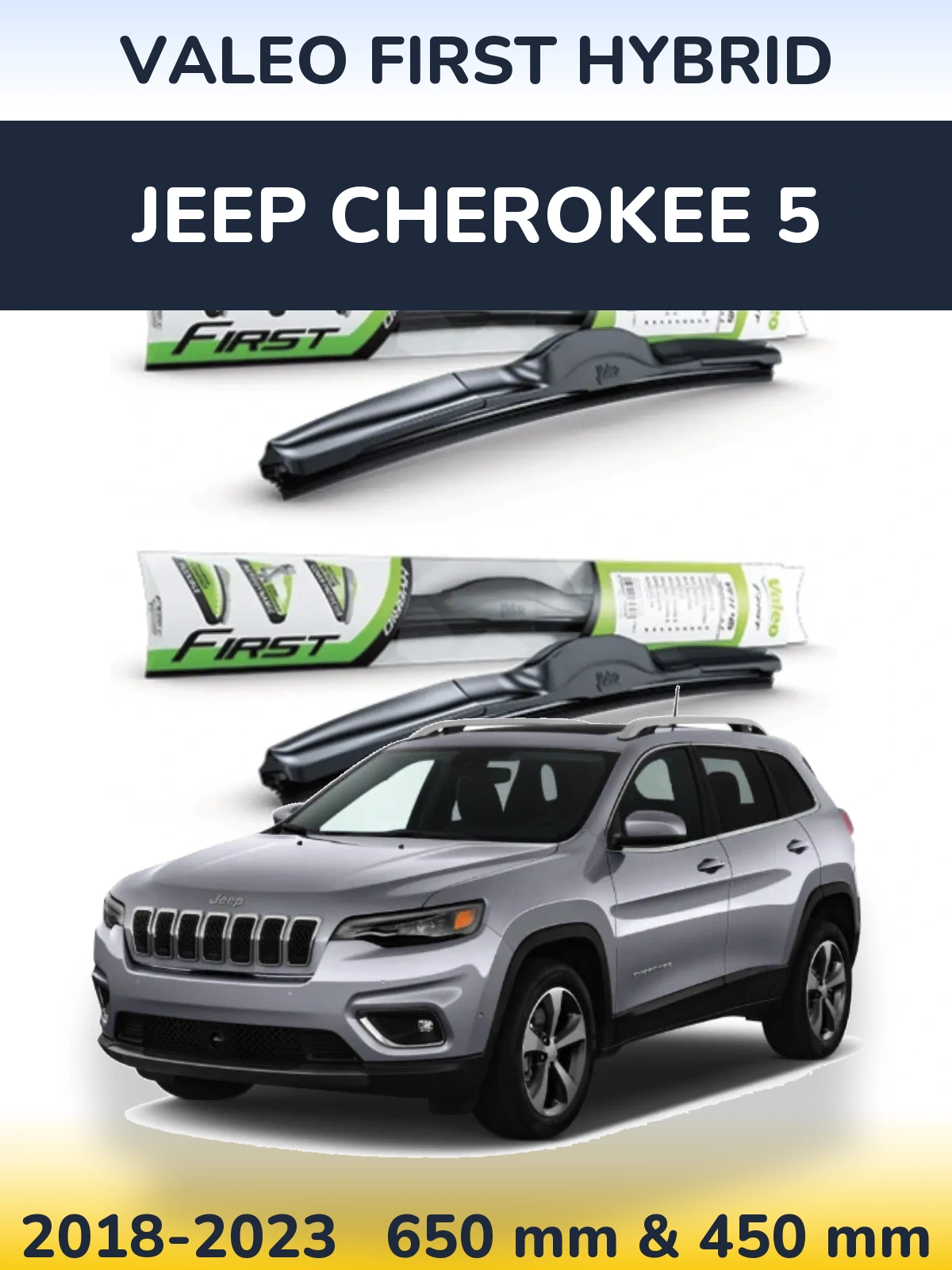 Komplet przednich wycieraczek Valeo First Hybrid 650 & 450 mm do Jeep Cherokee 5 2018-2023