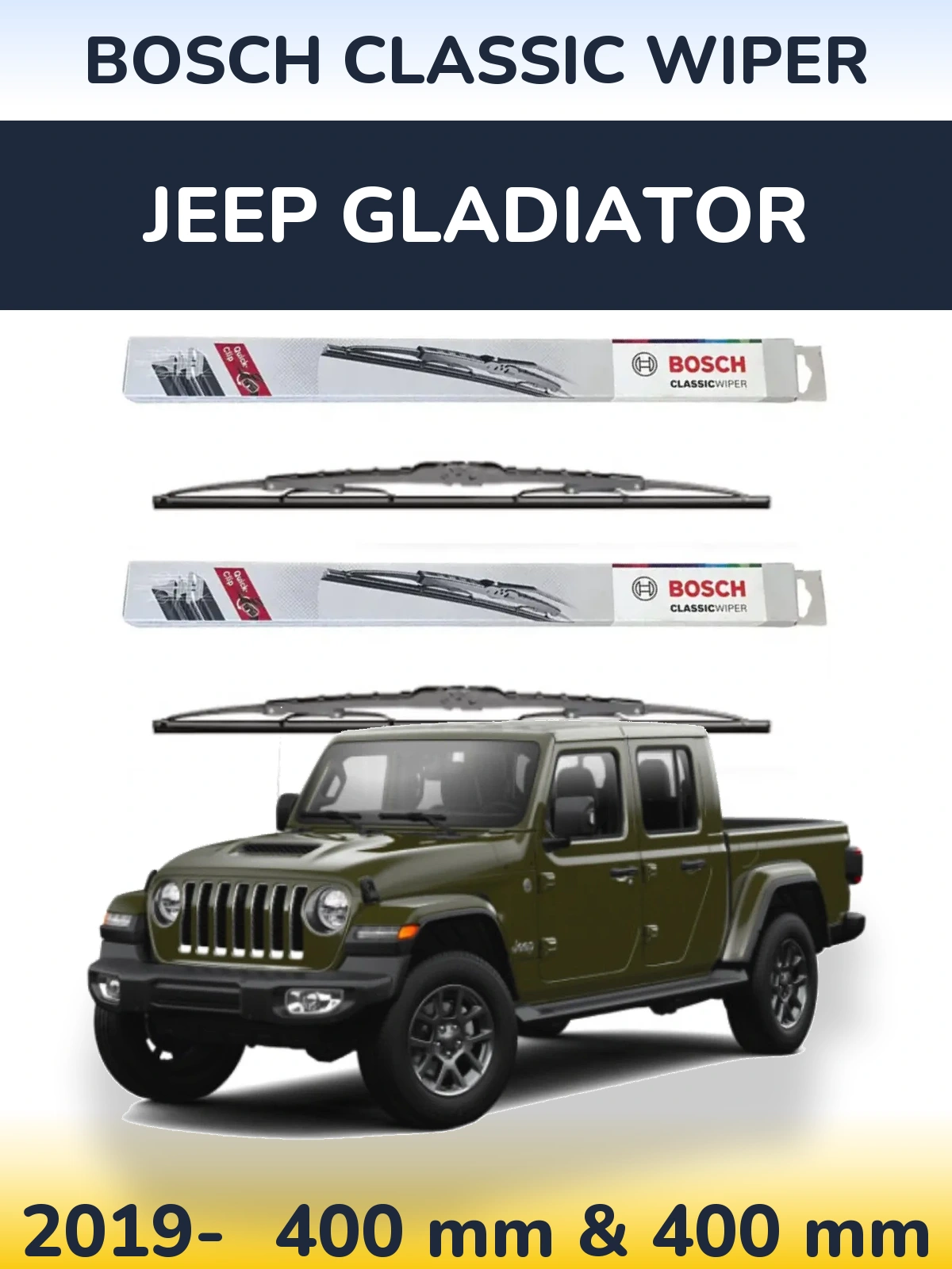 Komplet przednich wycieraczek BOSCH Classic Wiper 400 & 400 mm do Jeep Gladiator 2019-2026