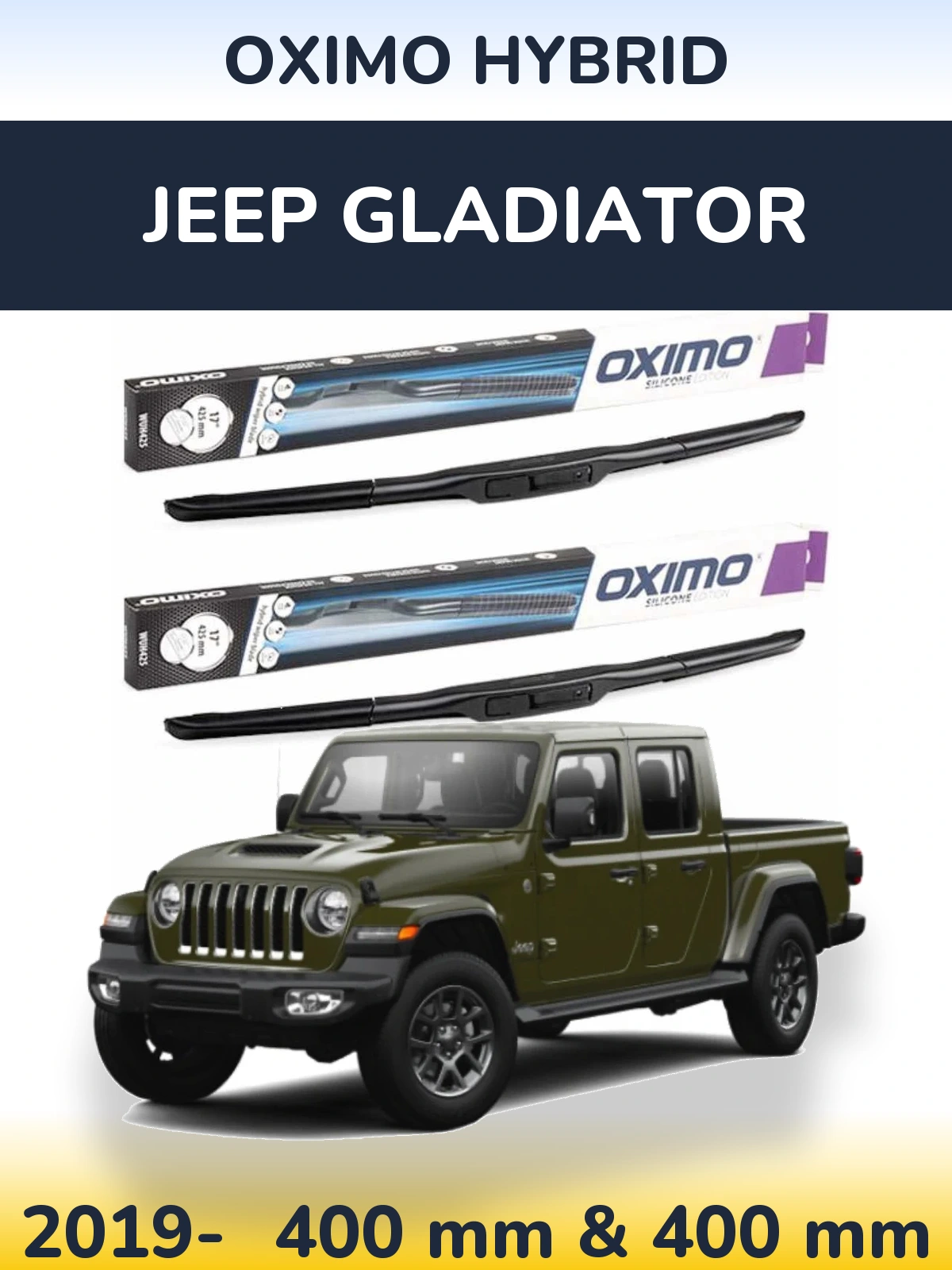 Komplet przednich wycieraczek Oximo Hybrid 400 & 400 mm do Jeep Gladiator 2019-2026