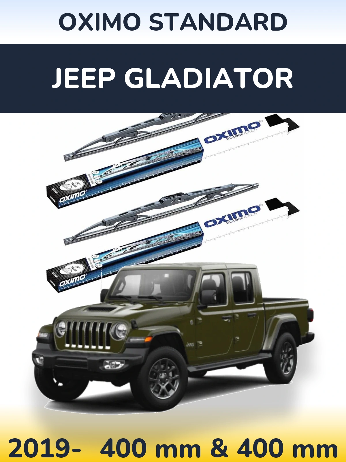 Комплект передних дворников Oximo Standard 400 & 400 мм для Jeep Gladiator 2019-2026