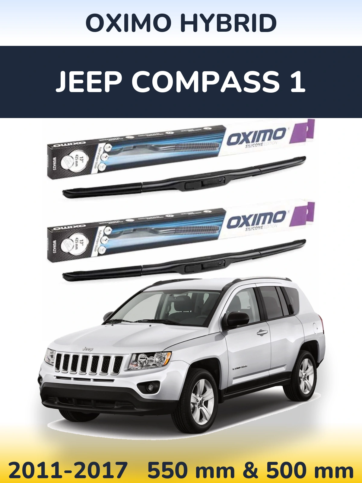 Komplet przednich wycieraczek Oximo Hybrid 550 & 500 mm do Jeep Compass 1 2011-2017