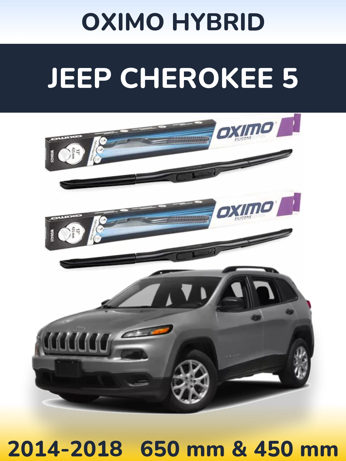Komplet przednich wycieraczek Oximo Hybrid 650 & 450 mm do Jeep Cherokee 5 2014-2018