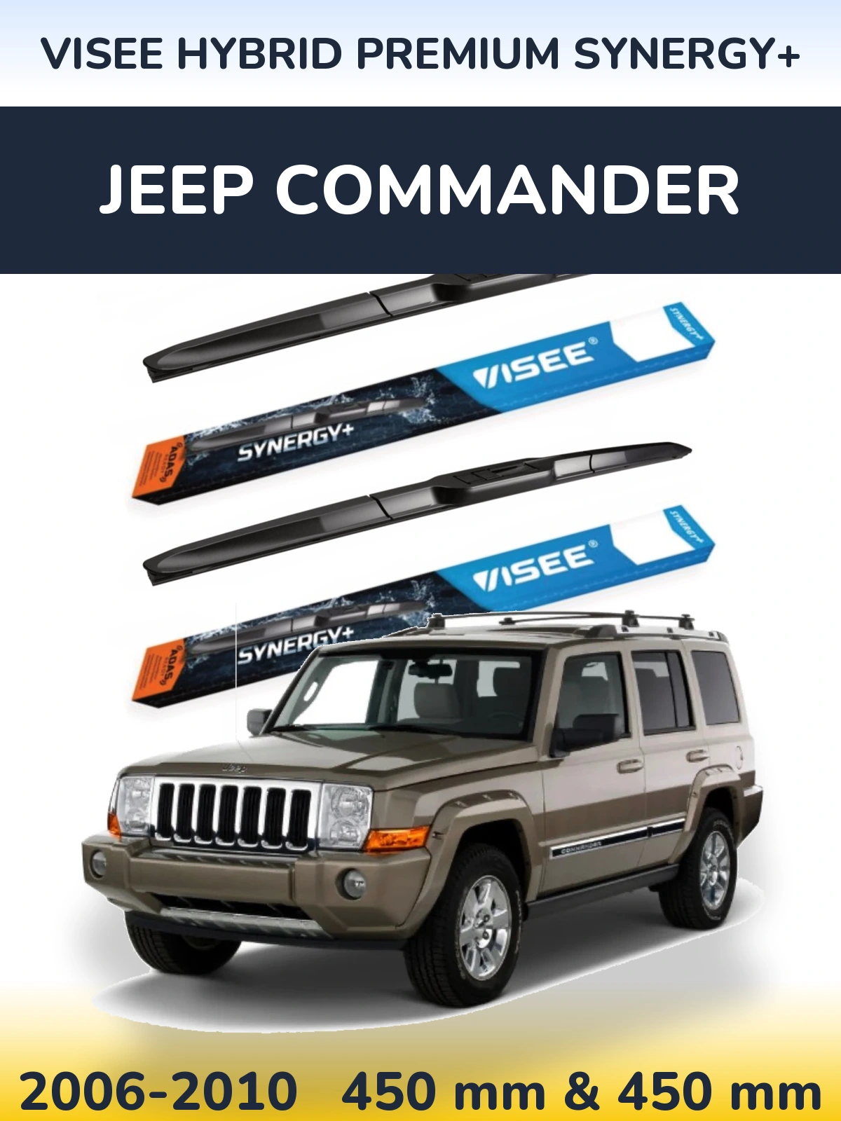 Komplet przednich wycieraczek VISEE HYBRID PREMIUM SYNERGY+ 450 & 450 mm do Jeep Commander 2006-2010