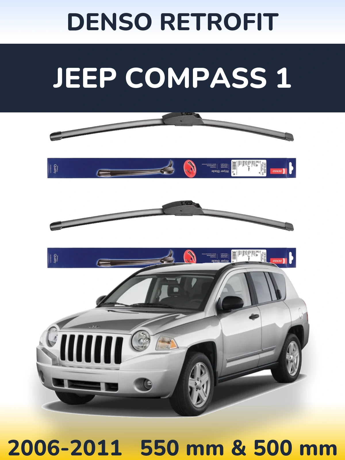 Komplet przednich wycieraczek Denso Retrofit 550 & 500 mm do Jeep Compass 1 2006-2011