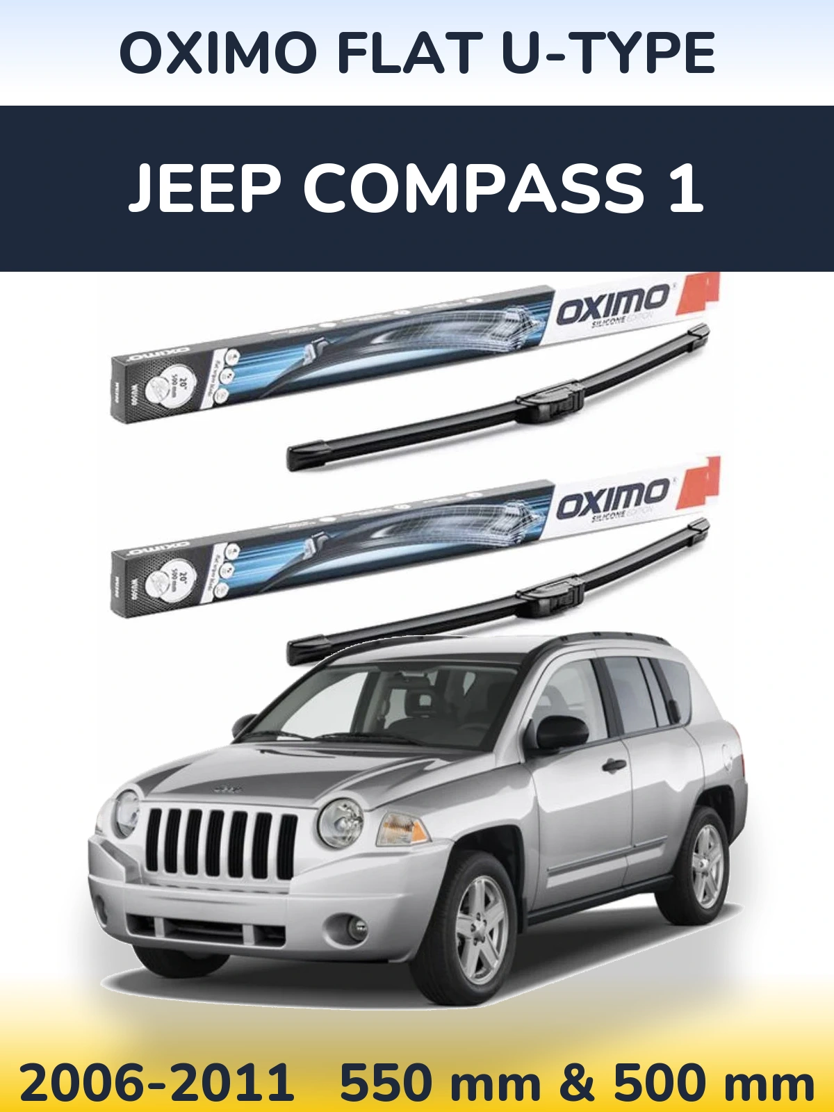 Komplet przednich wycieraczek Oximo Flat U-type 550 & 500 mm do Jeep Compass 1 2006-2011
