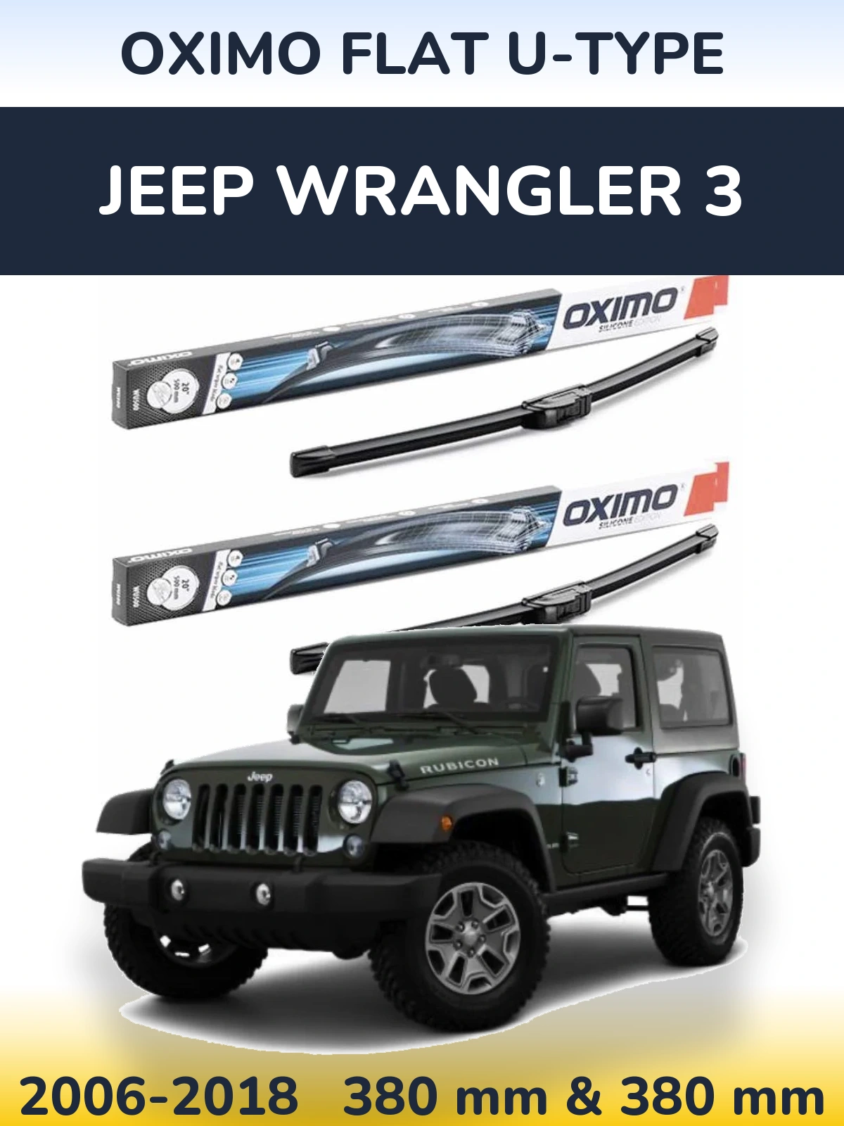 Komplet przednich wycieraczek Oximo Flat U-type 380 & 380 mm do Jeep Wrangler 3 2006-2018