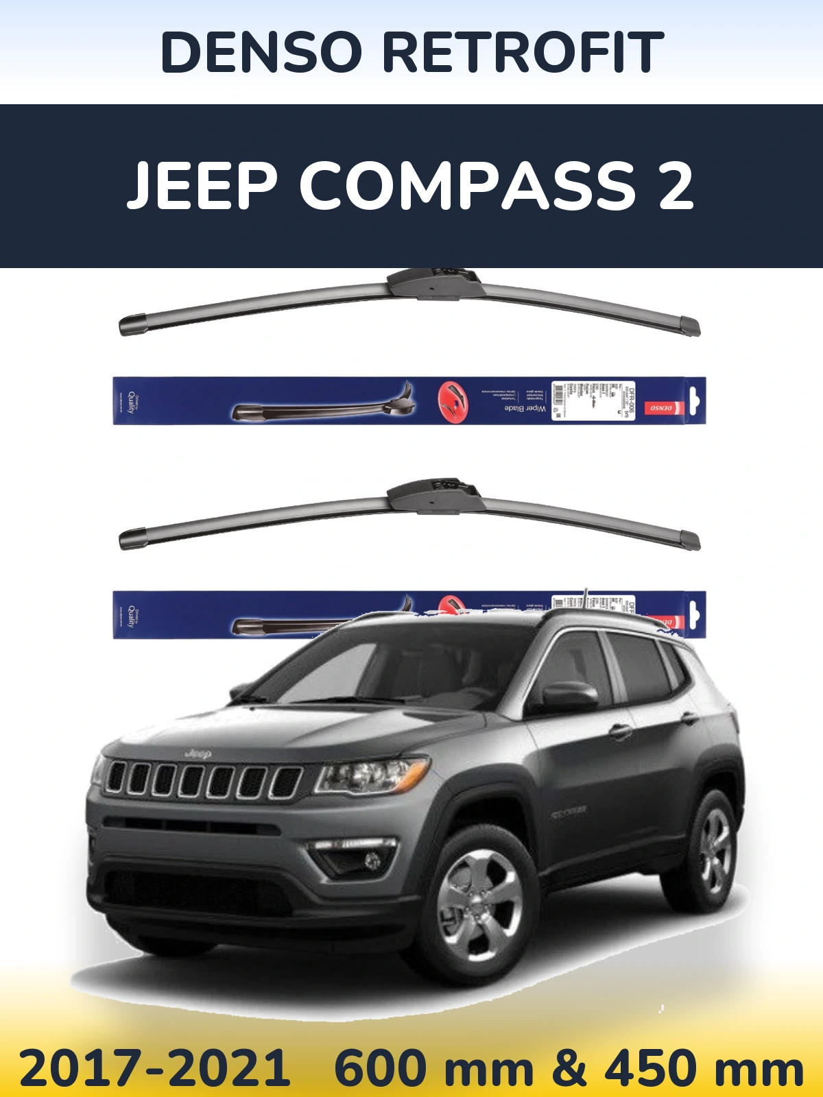 Комплект передних дворников Denso Retrofit 600 & 450 мм для Jeep Compass 2 2017-2021
