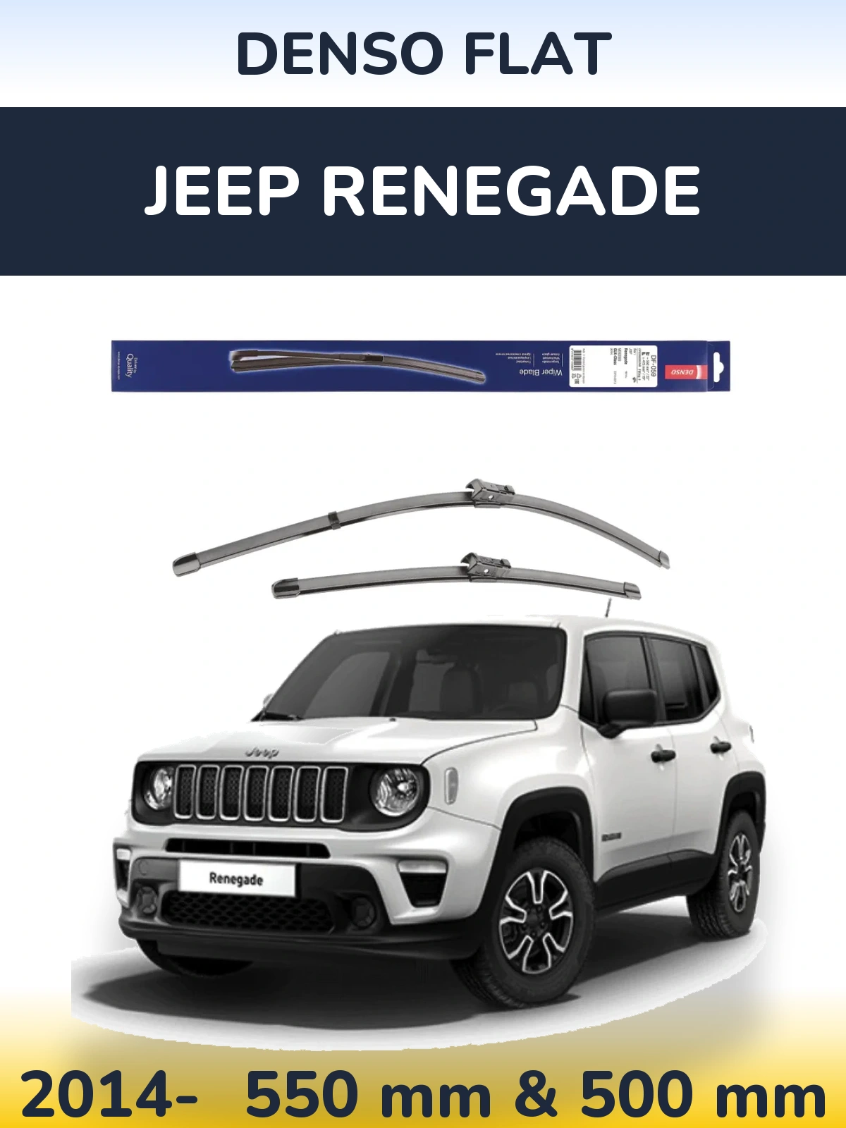 Front wiper blade set Denso Flat 550 & 475 mm for Jeep Renegade 2014-2026