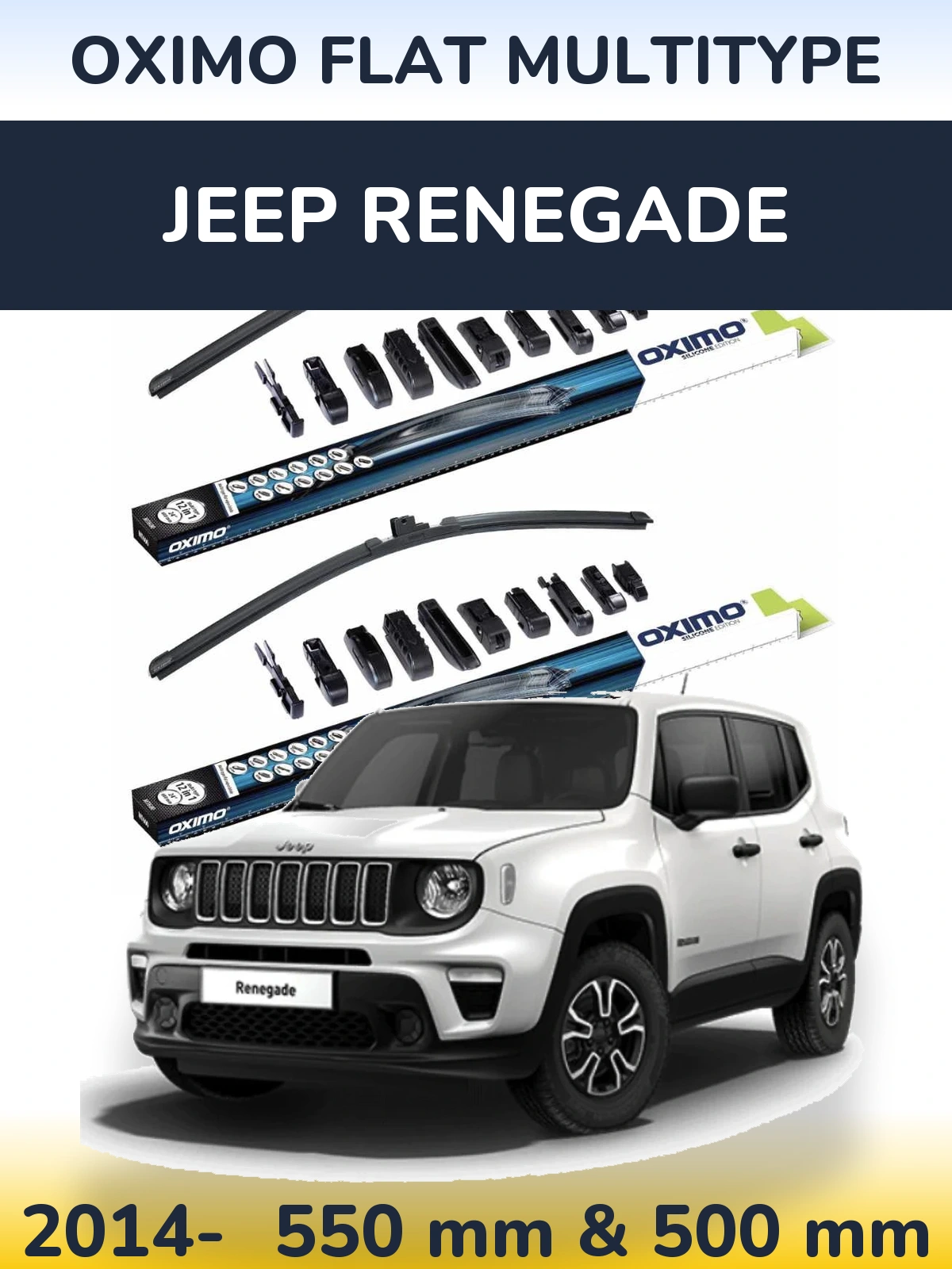 Komplet przednich wycieraczek Oximo Flat MultiType 550 & 500 mm do Jeep Renegade 2014-2026