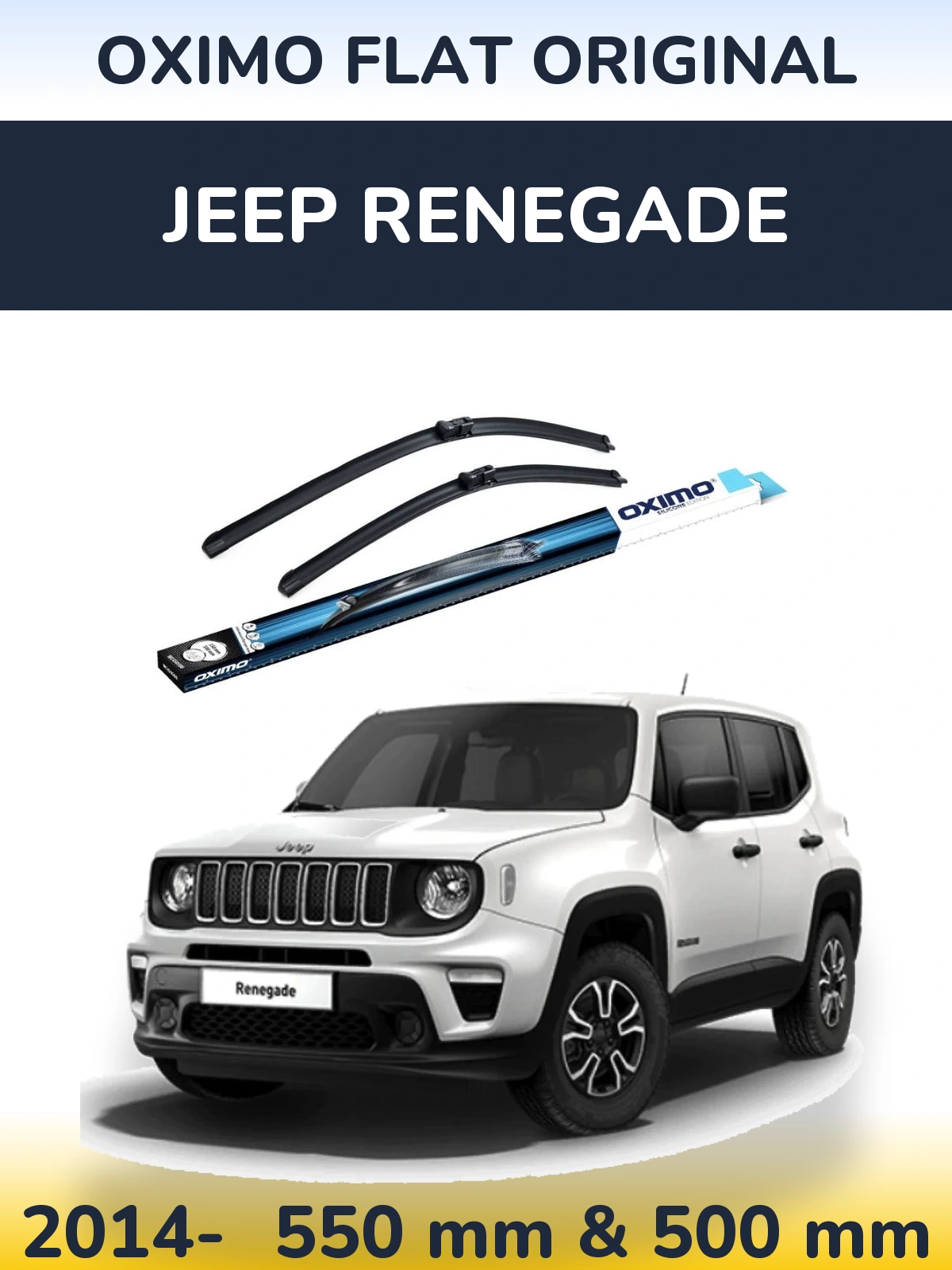 Front wiper blade set Oximo Flat Original 550 & 500 mm for Jeep Renegade 2014-2026