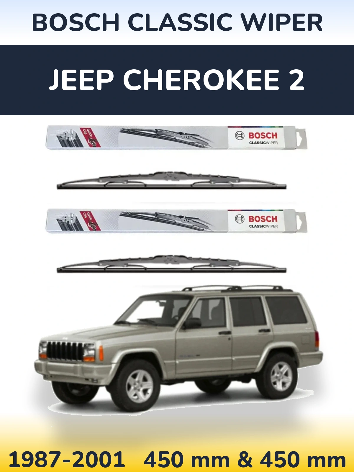 Komplet przednich wycieraczek BOSCH Classic Wiper 450 & 450 mm do Jeep Cherokee 2 1987-2001