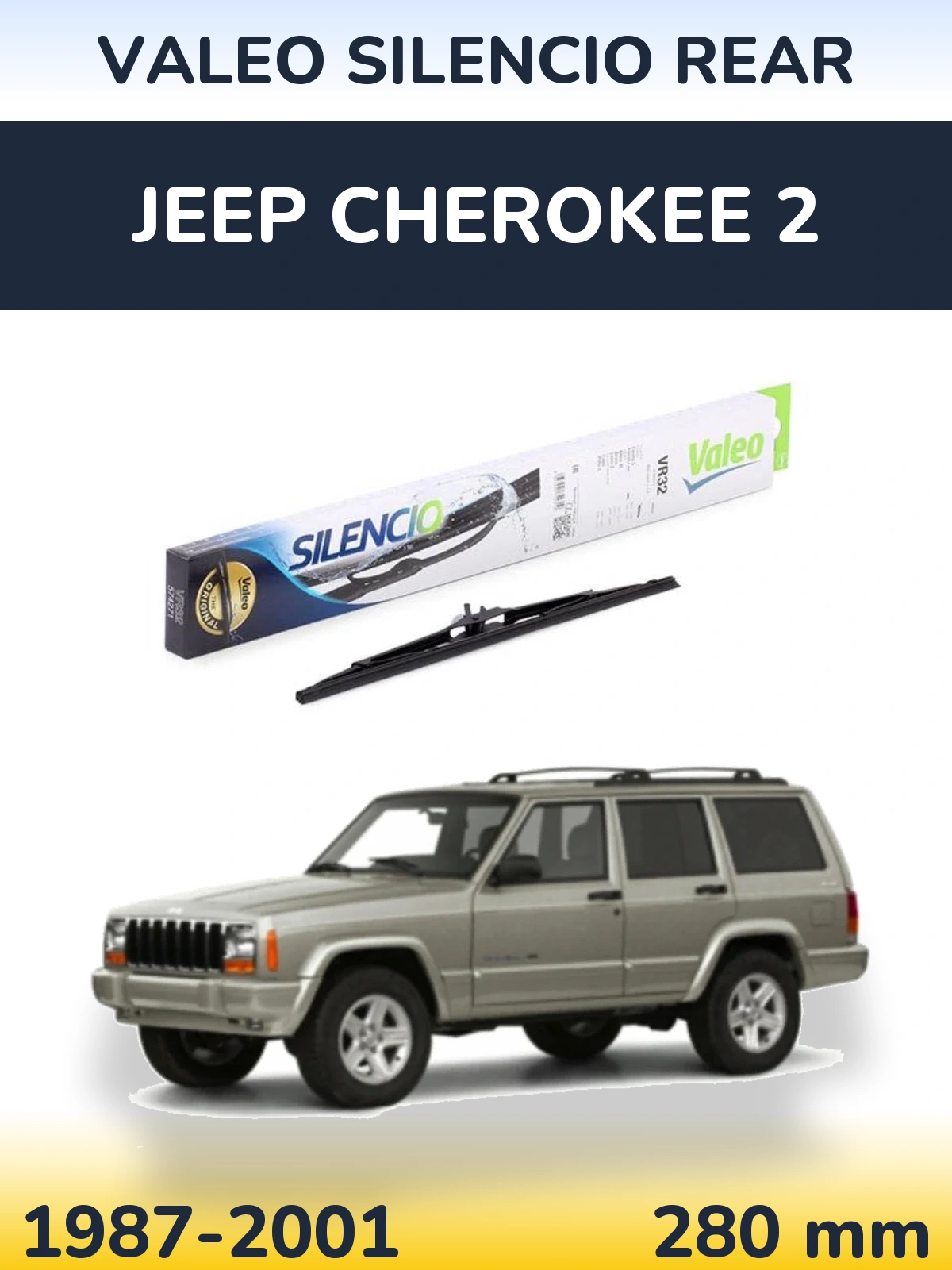 Задний дворник Valeo Silencio Rear 280 мм для Jeep Cherokee 2 1987-2001