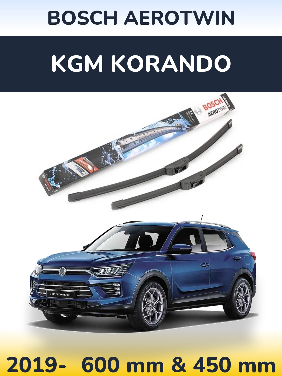 Komplet przednich wycieraczek BOSCH AeroTwin 600 & 450 mm do KGM Korando 2019-2026
