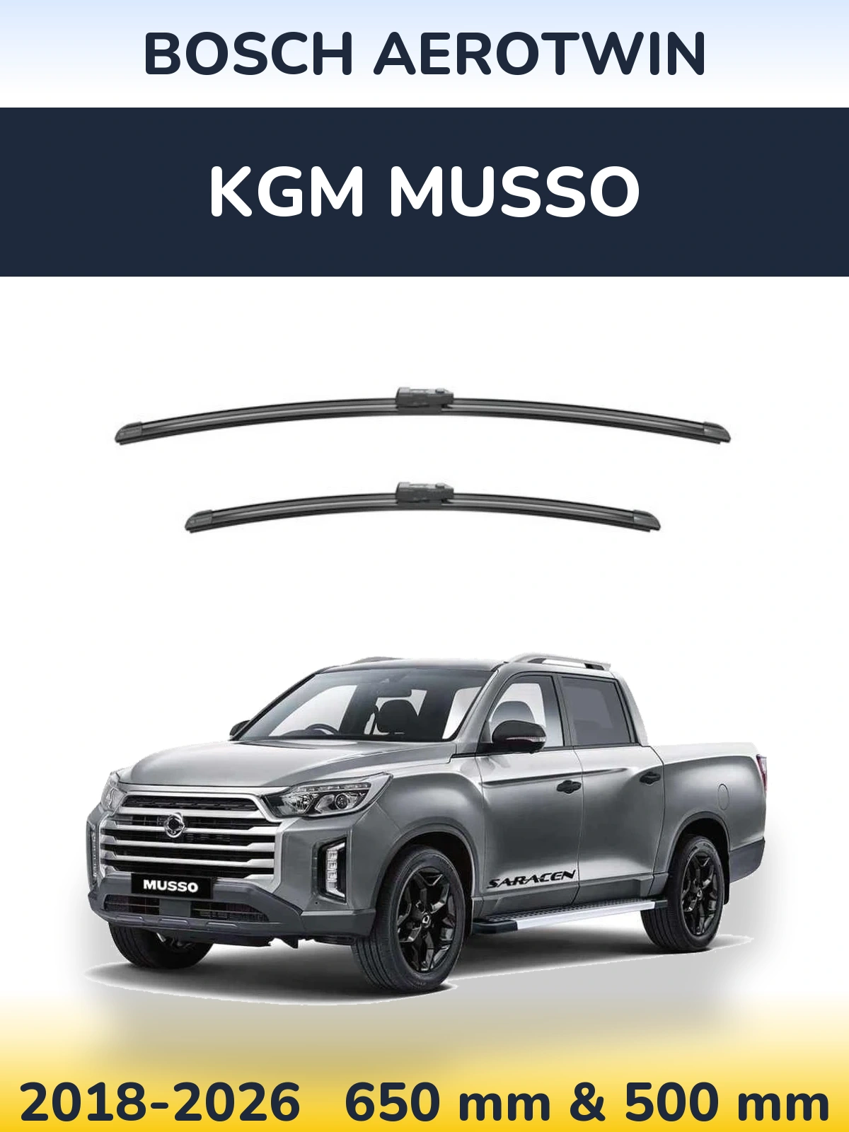 Komplet przednich wycieraczek BOSCH AeroTwin 650 & 500 mm do KGM Musso 2018-2026