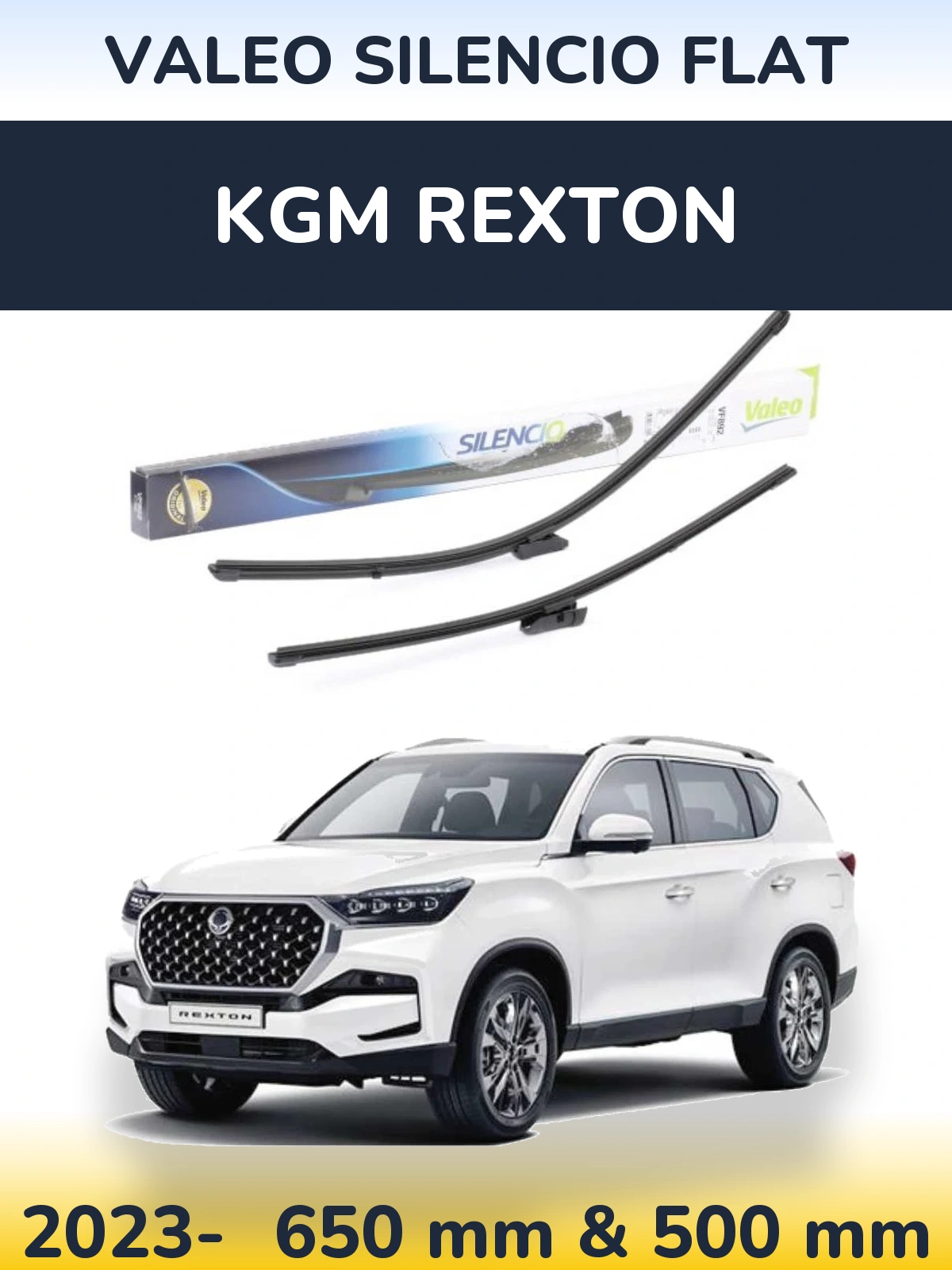 Komplet przednich wycieraczek Valeo Silencio Flat 630 & 500 mm do KGM Rexton 2023-2026