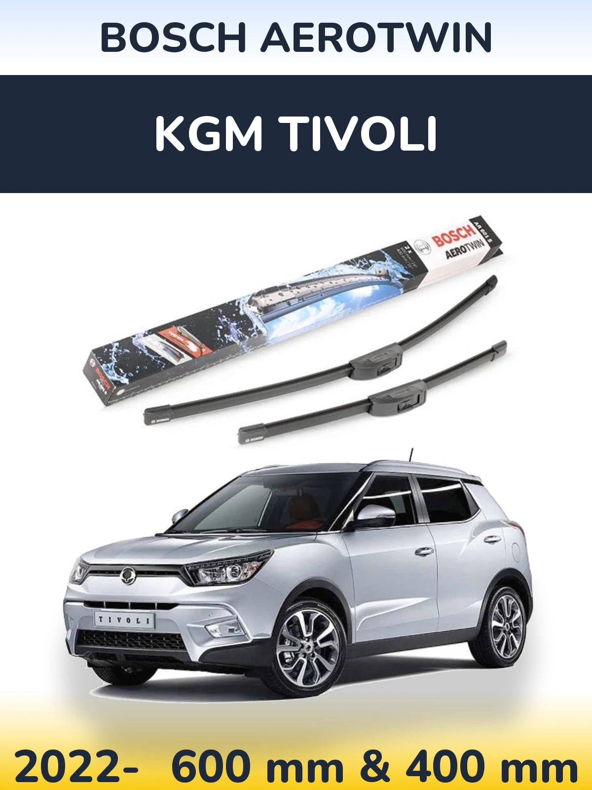 Komplet przednich wycieraczek BOSCH AeroTwin 600 & 400 mm do KGM Tivoli 2022-2026