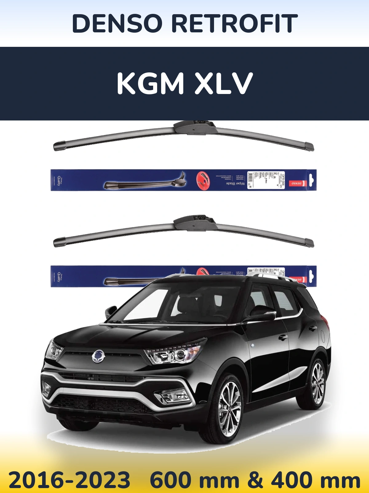 Komplet przednich wycieraczek Denso Retrofit 600 & 400 mm do KGM XLV 2016-2023