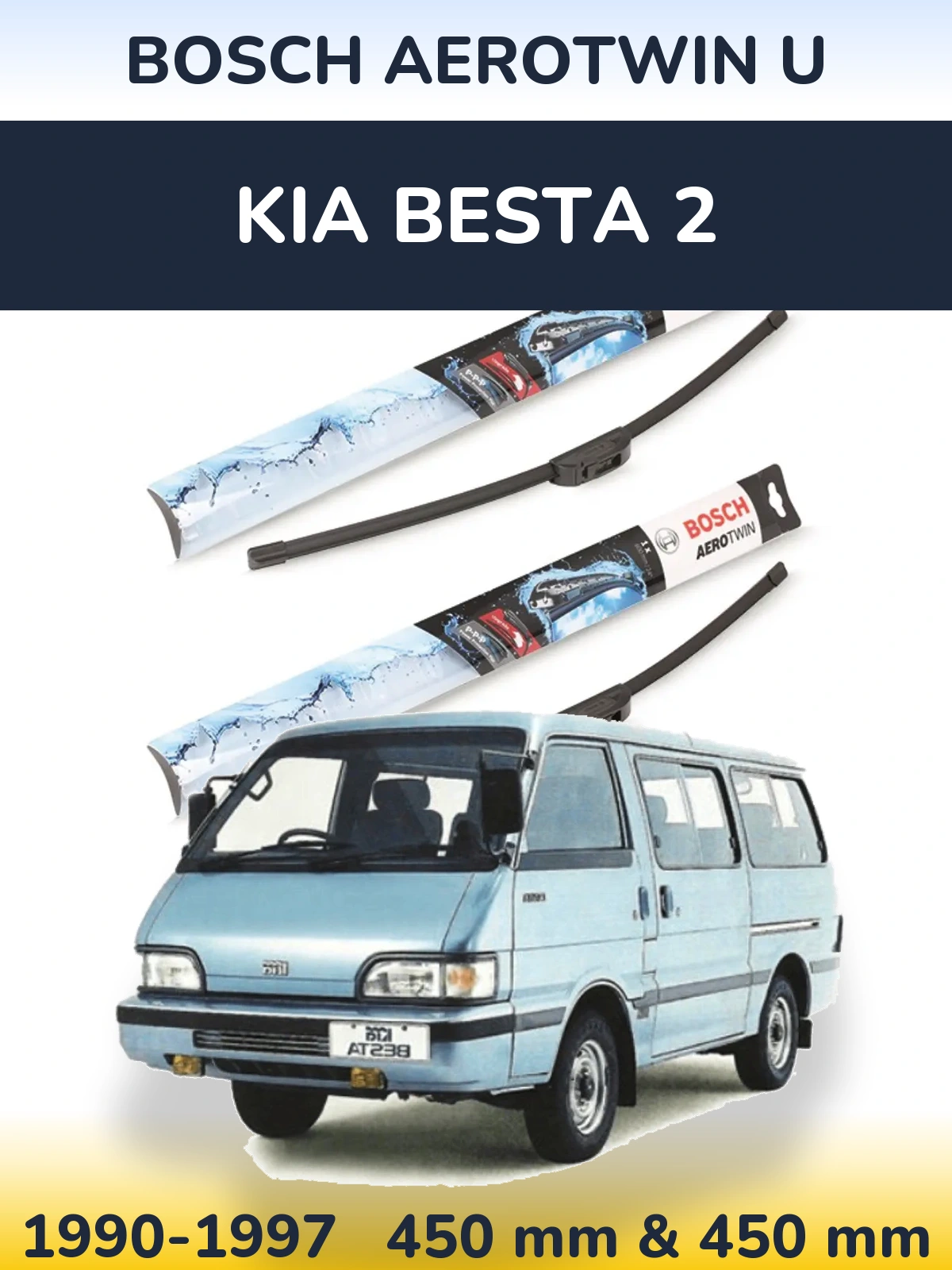 Komplet przednich wycieraczek BOSCH AeroTwin U 450 & 450 mm do KIA Besta 2 1990-1997