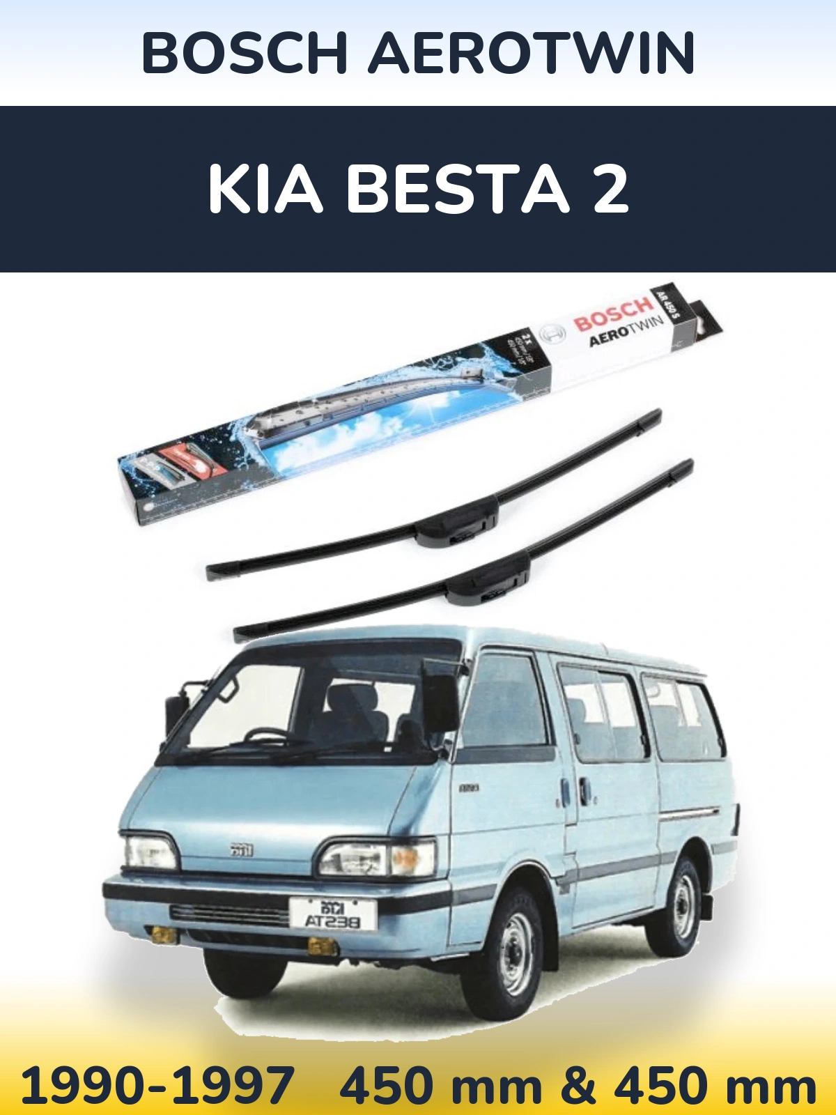 Komplet przednich wycieraczek BOSCH AeroTwin 450 & 450 mm do KIA Besta 2 1990-1997