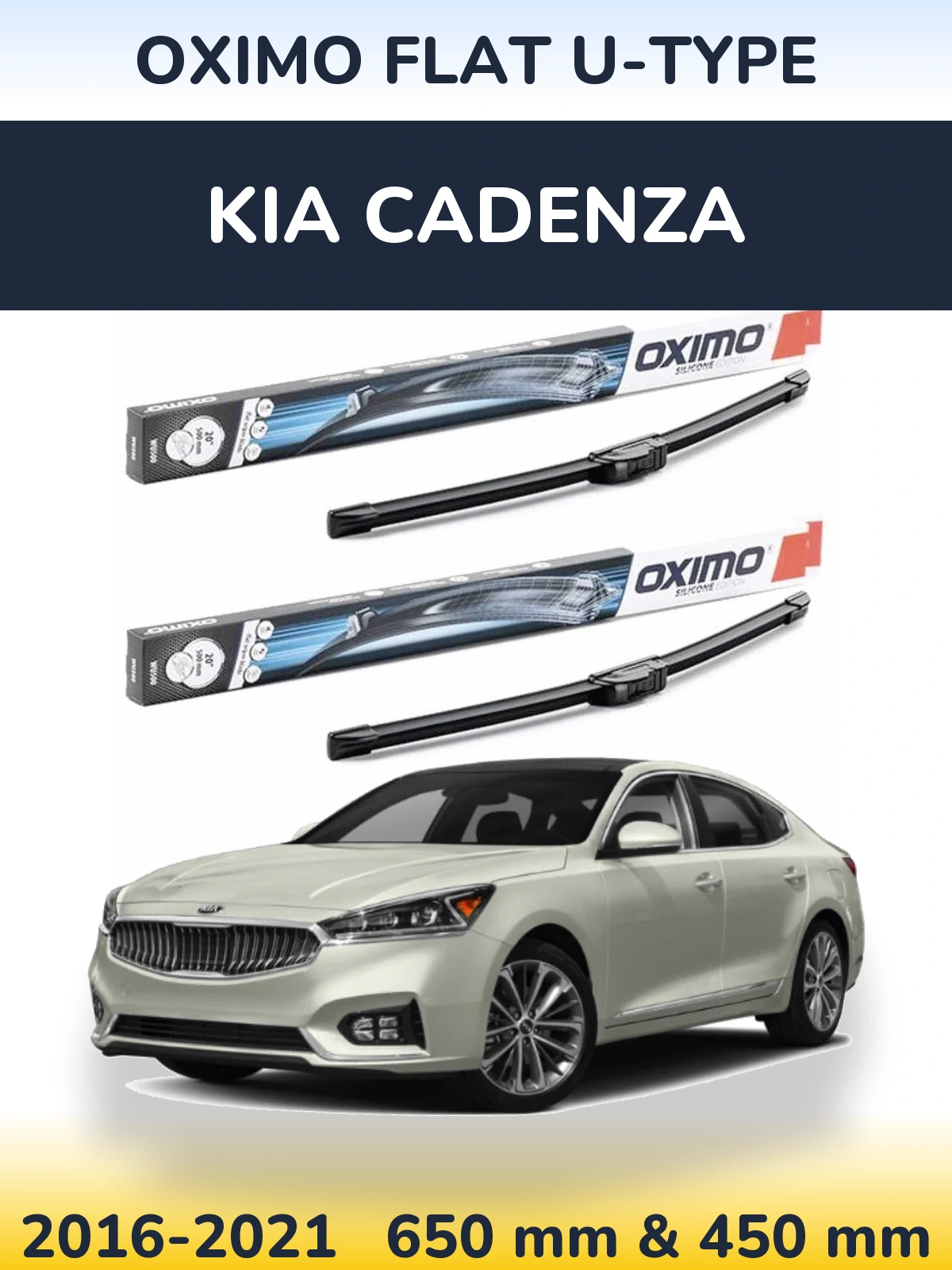 Komplet przednich wycieraczek Oximo Flat U-type 650 & 450 mm do KIA Cadenza 2016-2021