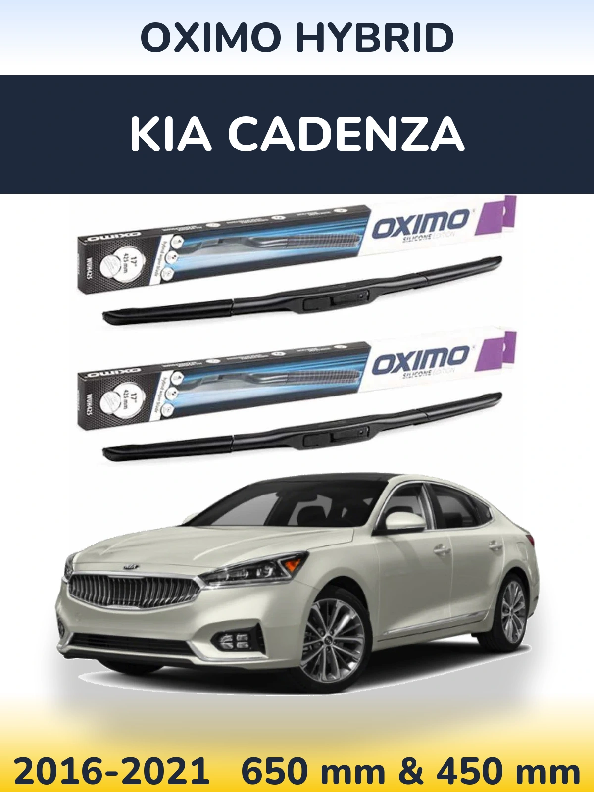Komplet przednich wycieraczek Oximo Hybrid 650 & 450 mm do KIA Cadenza 2016-2021