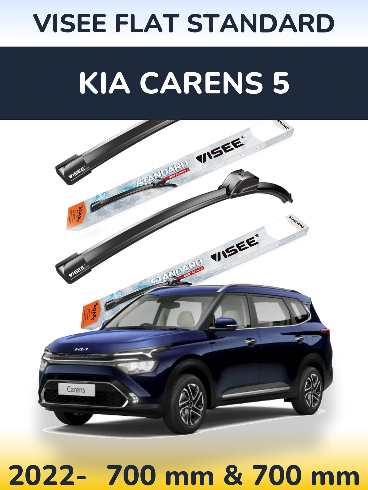 Komplet przednich wycieraczek VISEE FLAT STANDARD 700 & 700 mm do KIA Carens 5 2022-2026
