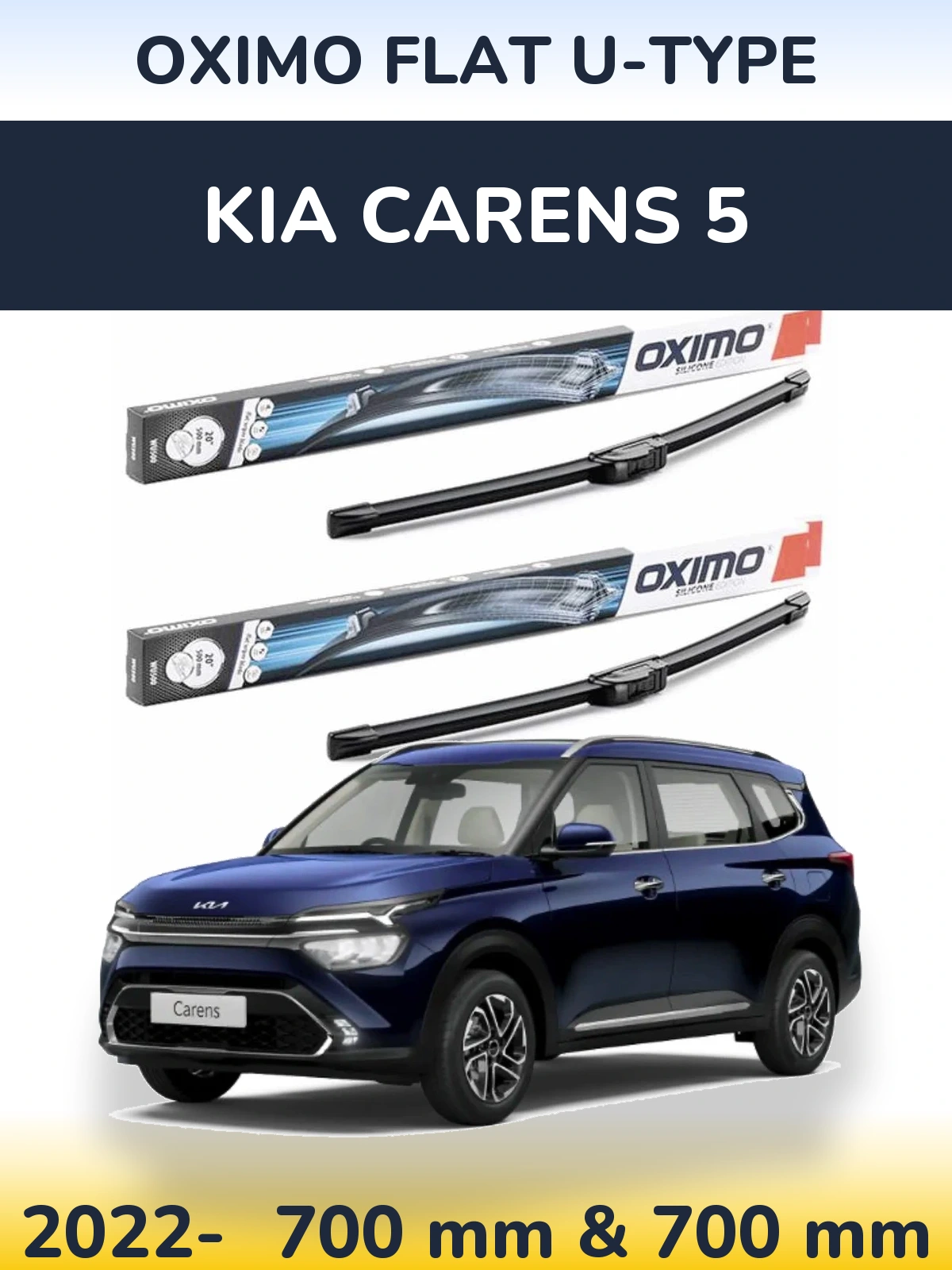 Front wiper blade set Oximo Flat U-type 700 & 700 mm for KIA Carens 5 2022-2026