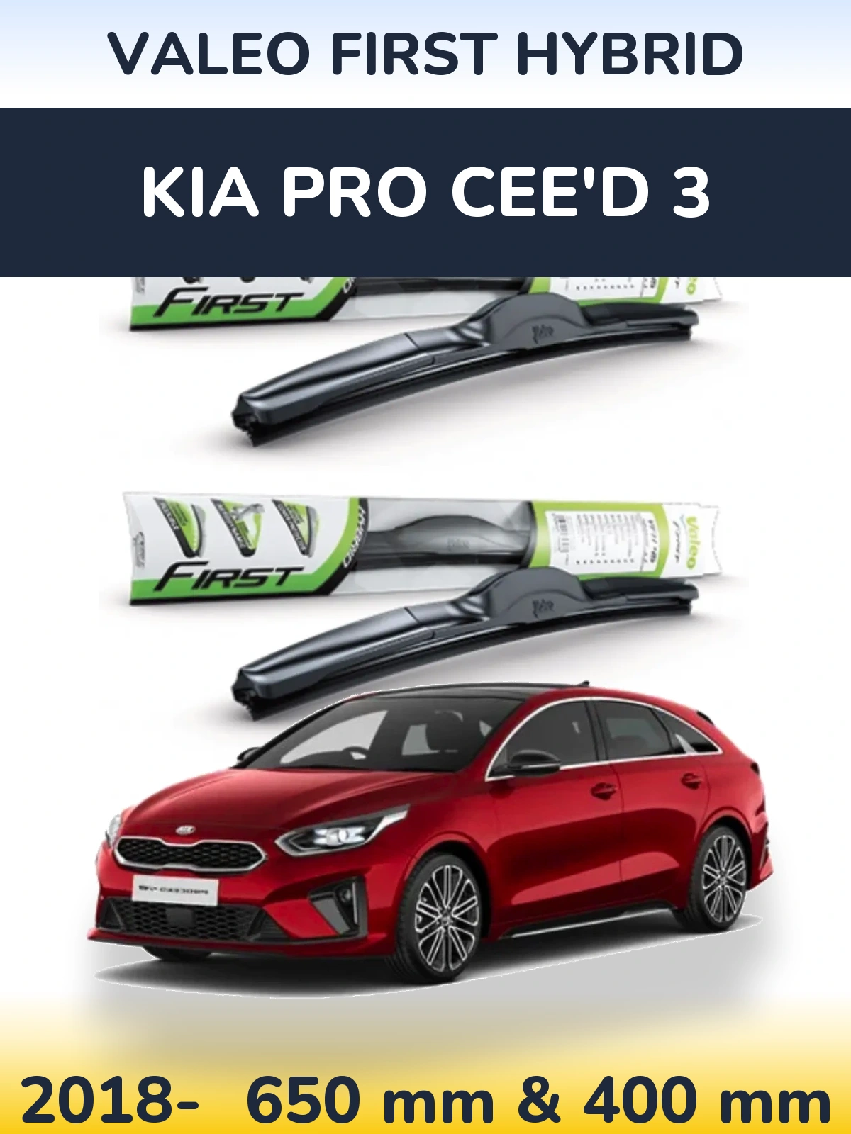 Komplet przednich wycieraczek Valeo First Hybrid 650 & 400 mm do KIA Pro Cee'd 3 2018-2026