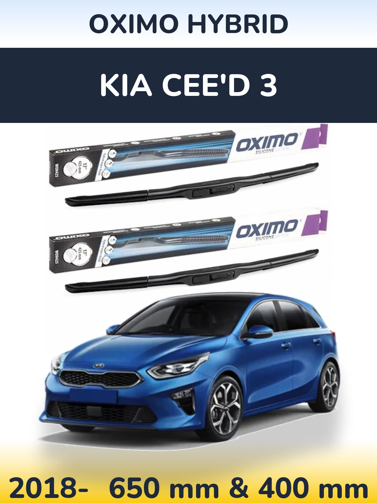 Komplet przednich wycieraczek Oximo Hybrid 650 & 400 mm do KIA Cee'd 3 2018-2026