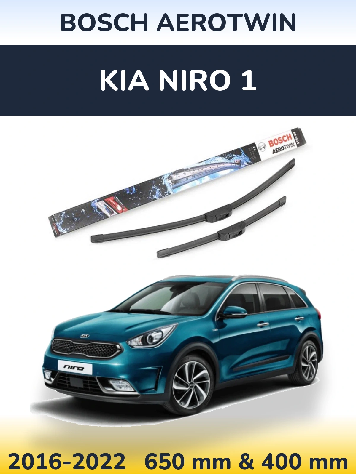 Komplet przednich wycieraczek BOSCH AeroTwin 650 & 400 mm do KIA Niro 1 2016-2022