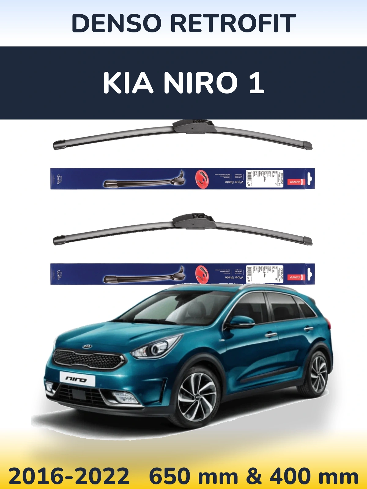 Komplet przednich wycieraczek Denso Retrofit 650 & 400 mm do KIA Niro 1 2016-2022