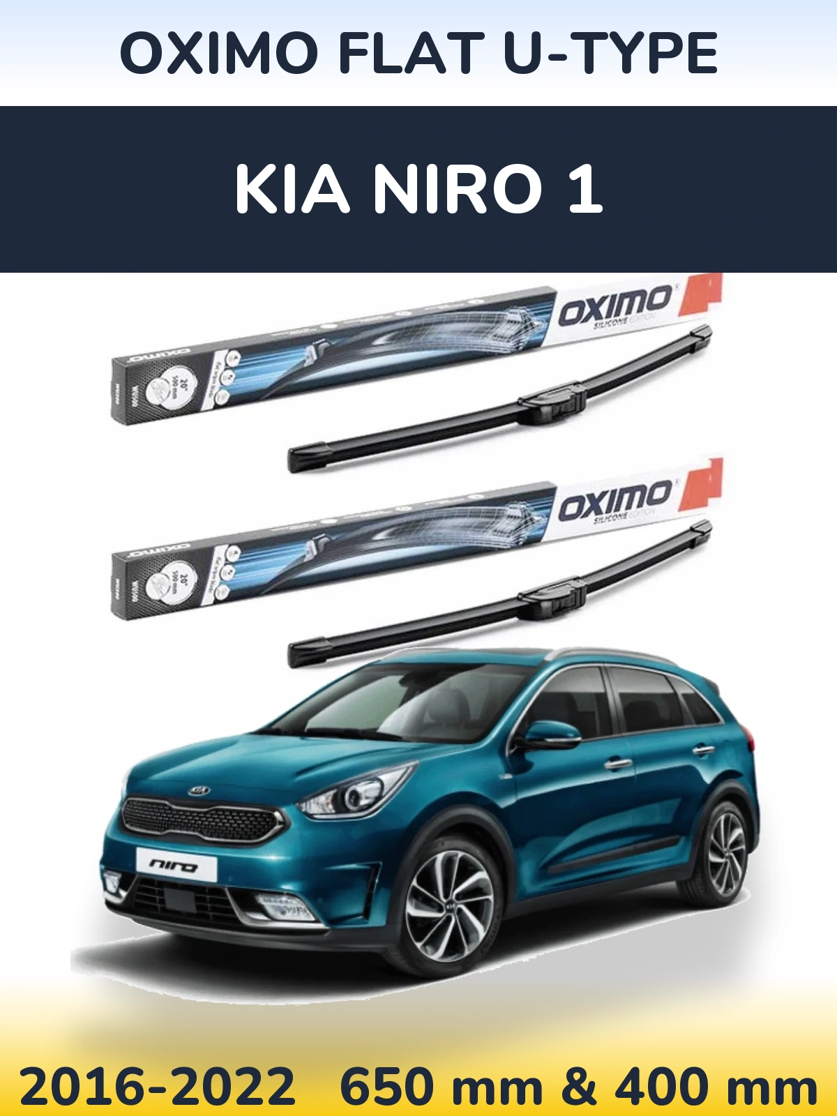 Komplet przednich wycieraczek Oximo Flat U-type 650 & 400 mm do KIA Niro 1 2016-2022