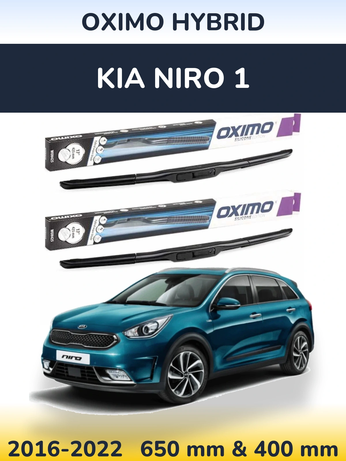 Komplet przednich wycieraczek Oximo Hybrid 650 & 400 mm do KIA Niro 1 2016-2022