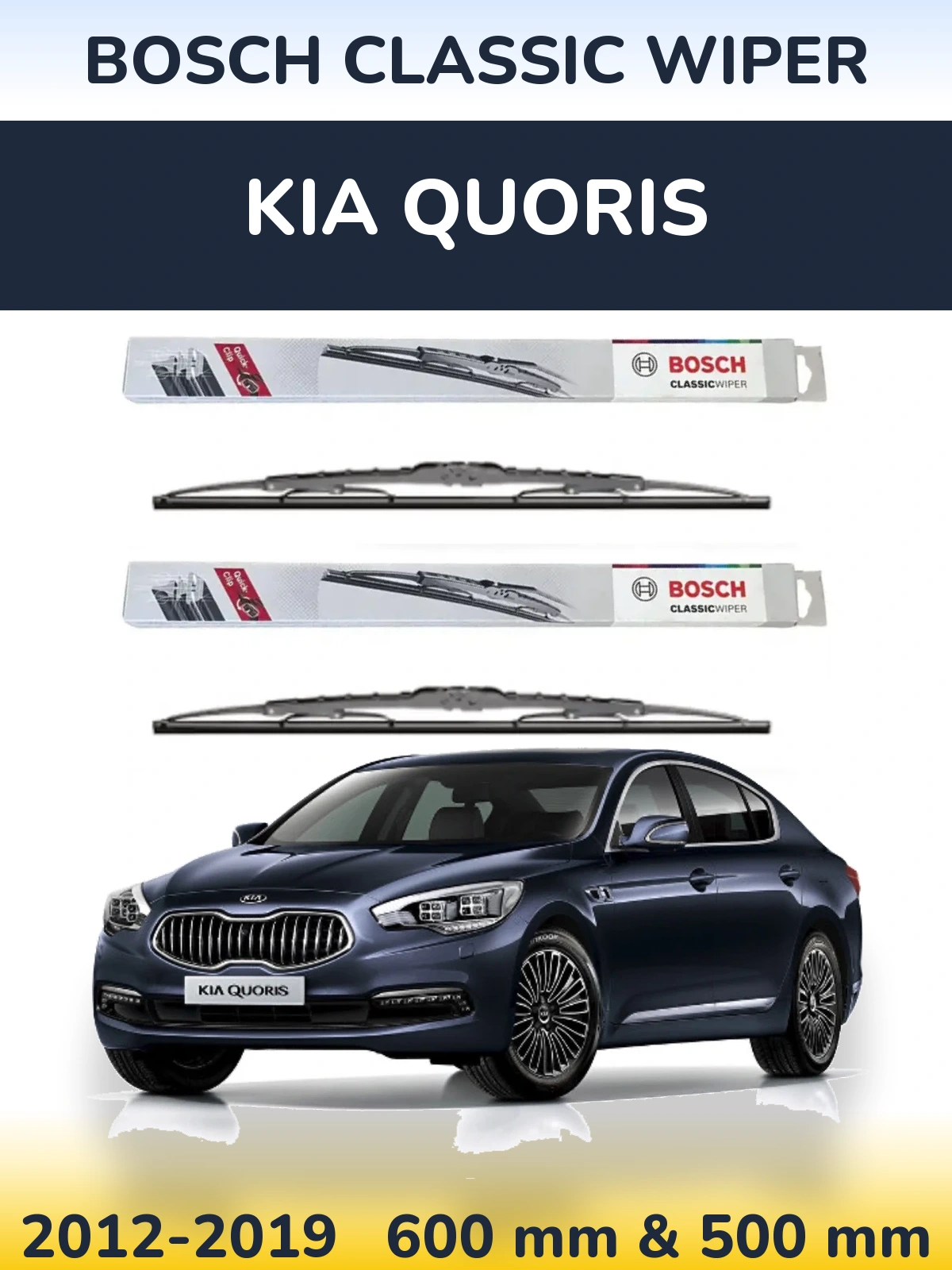 Komplet przednich wycieraczek BOSCH Classic Wiper 600 & 500 mm do KIA Quoris 2012-2019