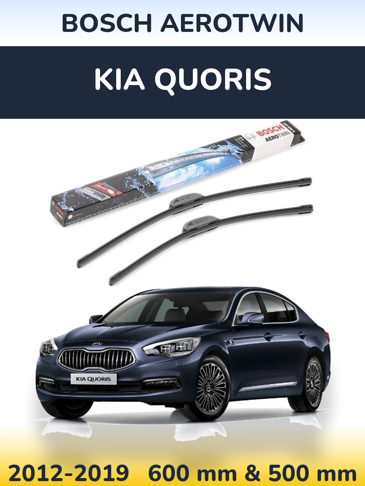 Komplet przednich wycieraczek BOSCH AeroTwin 600 & 500 mm do KIA Quoris 2012-2019