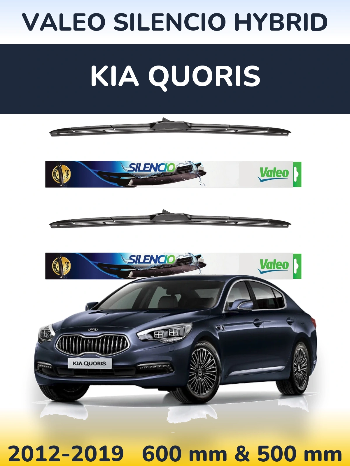 Komplet przednich wycieraczek Valeo Silencio Hybrid 600 & 500 mm do KIA Quoris 2012-2019