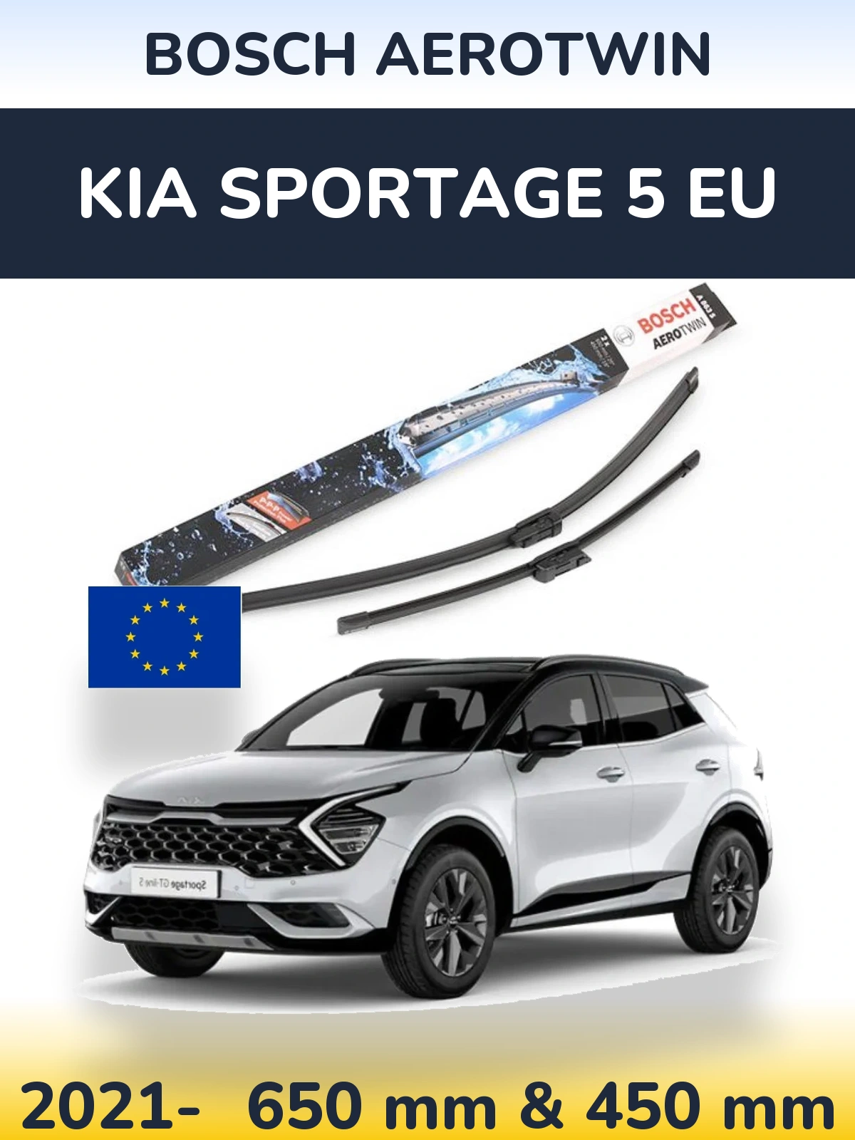 Komplet przednich wycieraczek BOSCH AeroTwin 650 & 450 mm do KIA Sportage 5 EU 2021-2026