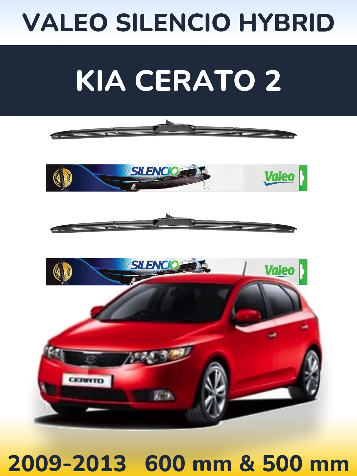 Комплект передних дворников Valeo Silencio Hybrid 600 & 500 мм для KIA Cerato 2 2009-2013