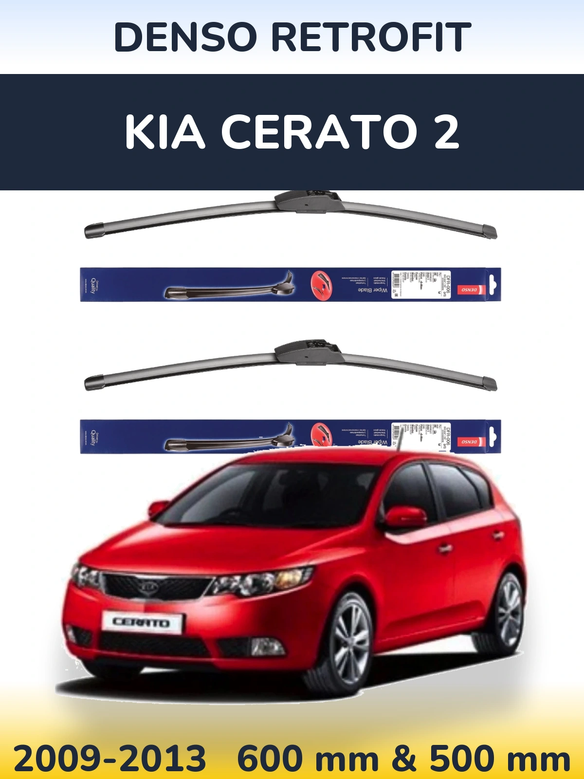 Komplet przednich wycieraczek Denso Retrofit 600 & 500 mm do KIA Cerato 2 2009-2013