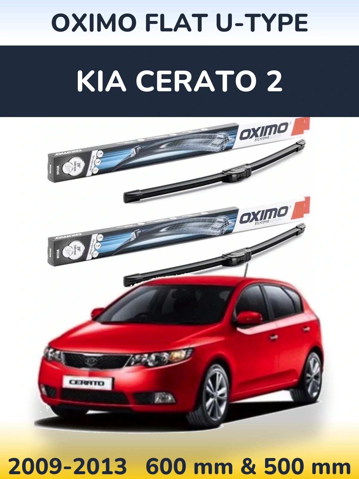 Komplet przednich wycieraczek Oximo Flat U-type 600 & 500 mm do KIA Cerato 2 2009-2013
