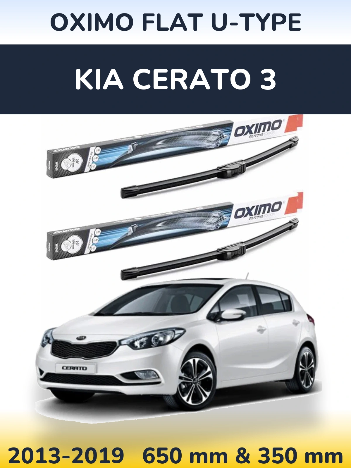 Komplet przednich wycieraczek Oximo Flat U-type 650 & 350 mm do KIA Cerato 3 2013-2019