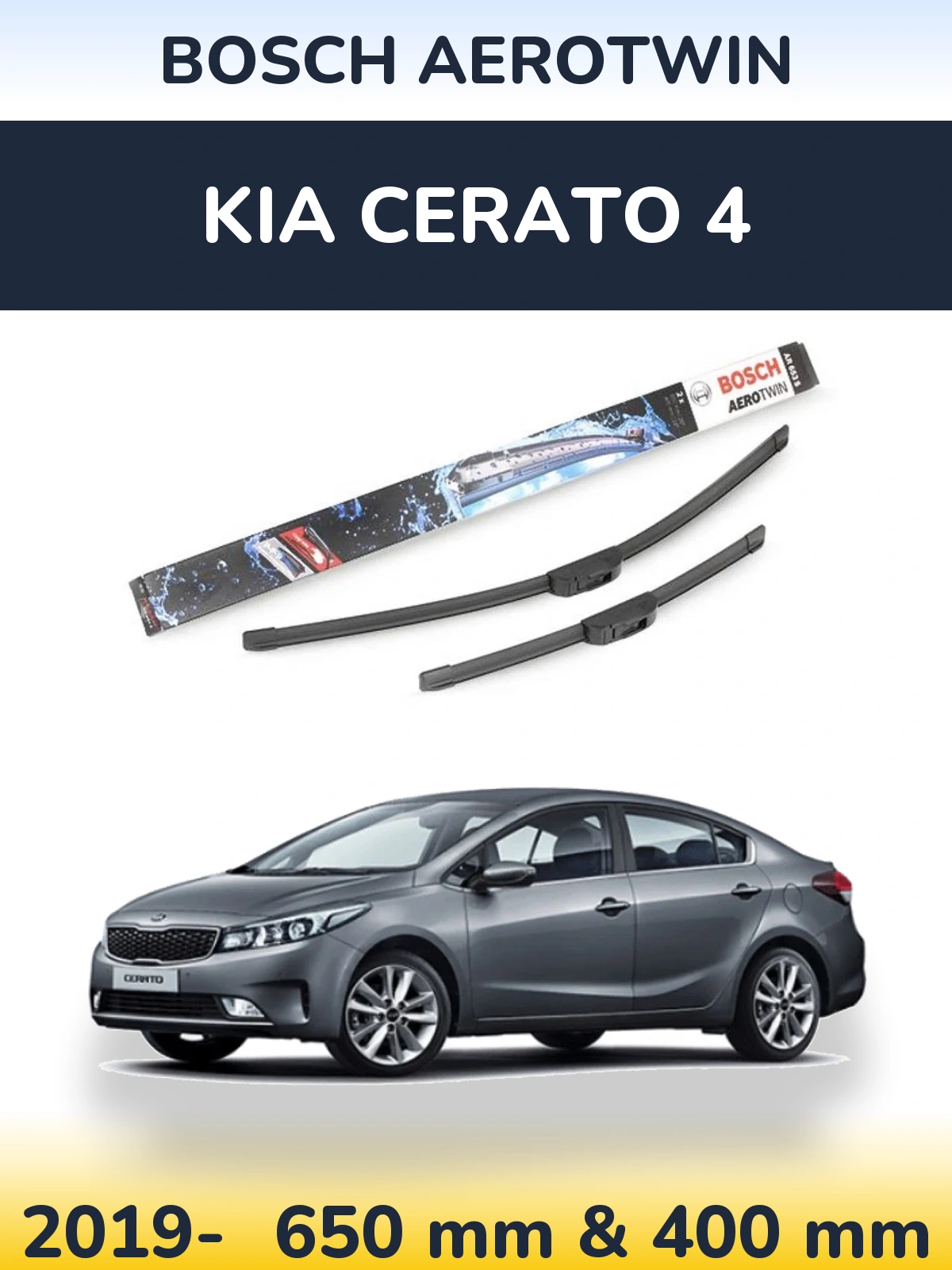Komplet przednich wycieraczek BOSCH AeroTwin 650 & 400 mm do KIA Cerato 4 2019-2026
