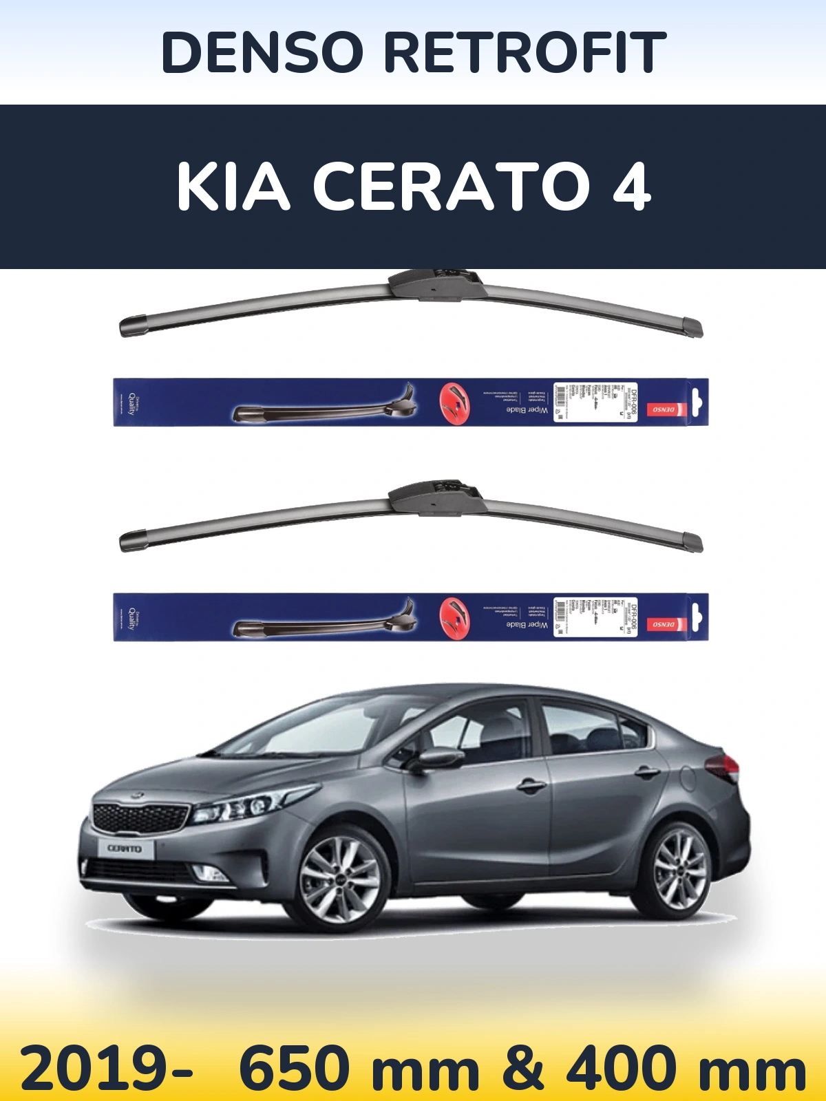 Komplet przednich wycieraczek Denso Retrofit 650 & 400 mm do KIA Cerato 4 2019-2026