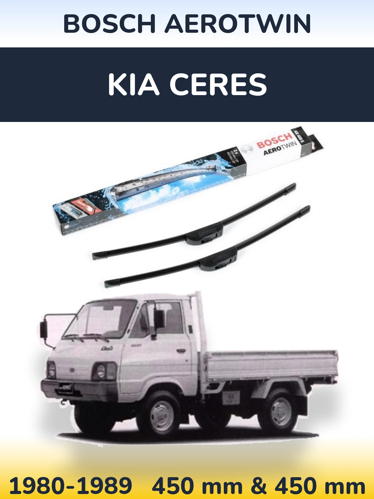 Комплект передних дворников BOSCH AeroTwin 450 & 450 мм для KIA Ceres 1980-1989