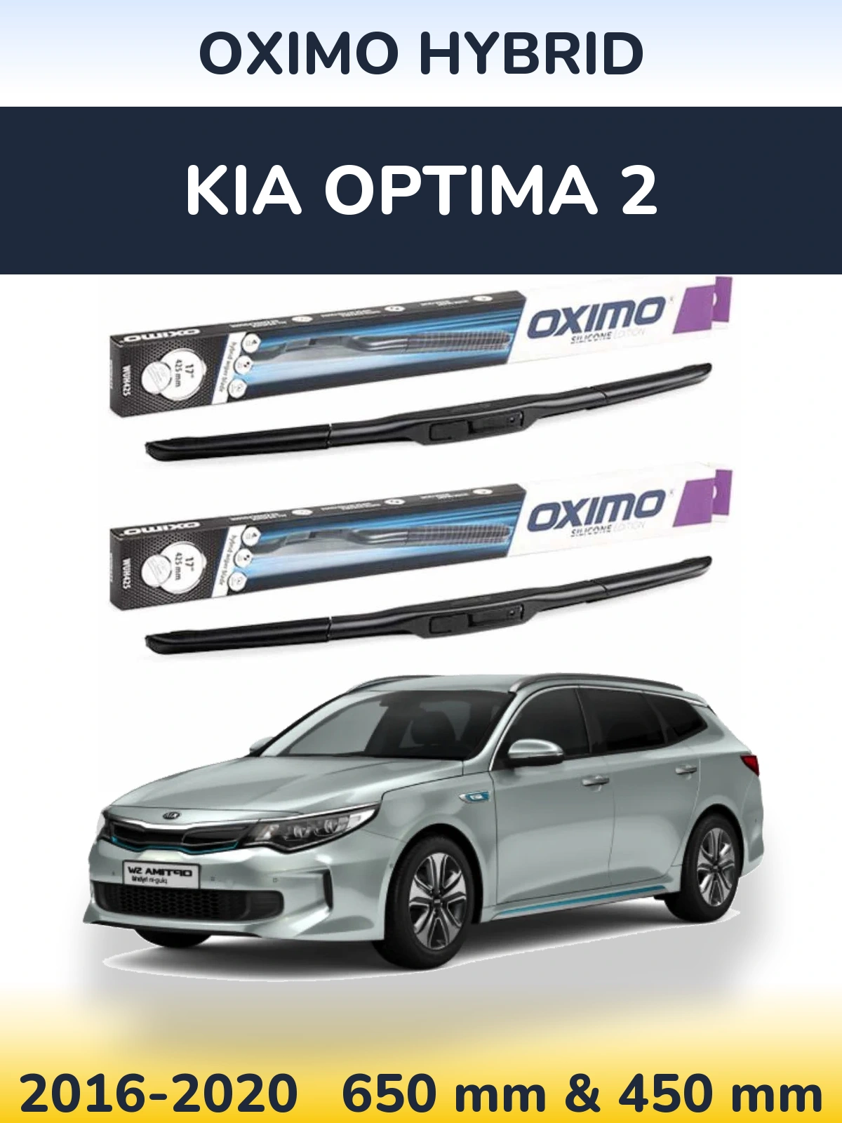Komplet przednich wycieraczek Oximo Hybrid 650 & 450 mm do KIA Optima 2 2016-2020