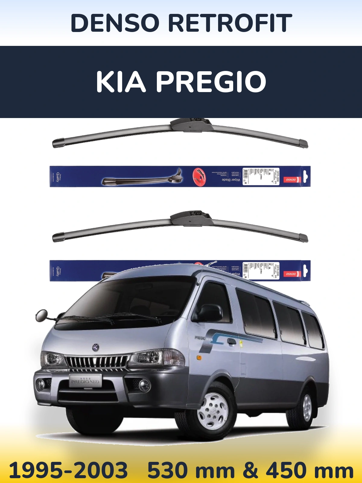 Комплект передних дворников Denso Retrofit 530 & 450 мм для KIA Pregio 1995-2003