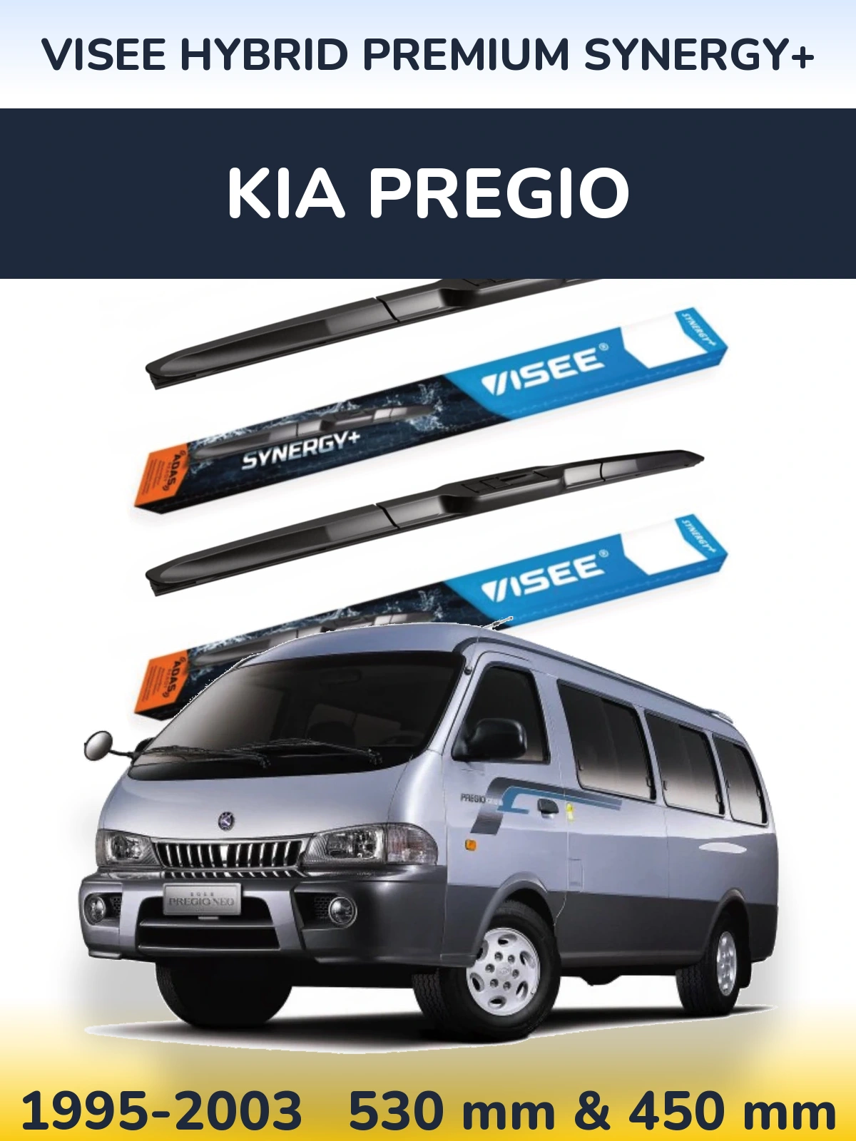 Komplet przednich wycieraczek VISEE HYBRID PREMIUM SYNERGY+ 530 & 450 mm do KIA Pregio 1995-2003