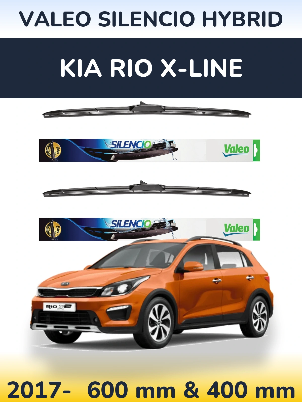Комплект передних дворников Valeo Silencio Hybrid 600 & 400 мм для KIA Rio X-Line 2017-2026