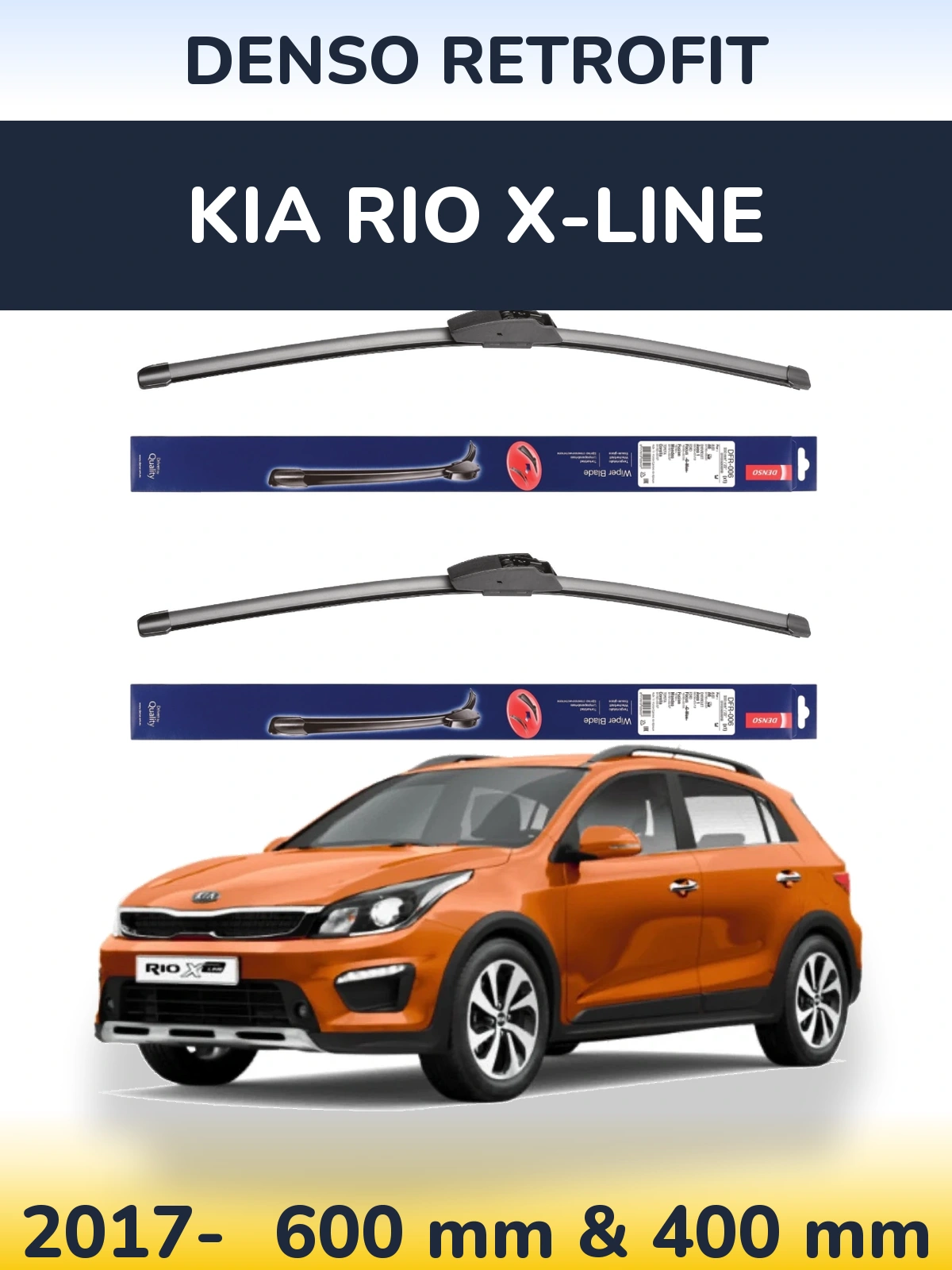 Komplet przednich wycieraczek Denso Retrofit 600 & 400 mm do KIA Rio X-Line 2017-2026