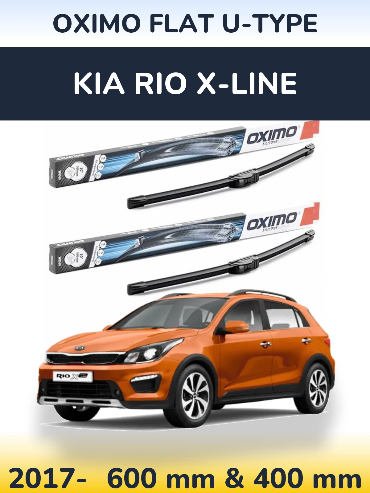 Komplet przednich wycieraczek Oximo Flat U-type 600 & 400 mm do KIA Rio X-Line 2017-2026